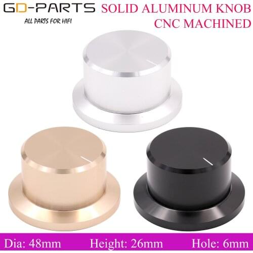 1PC 48x26mm Solid Aluminum Potentiometer Knob For DAC CD DVD Turntable Tube Amplifier Speaker Volume Control Silver Black Gold
