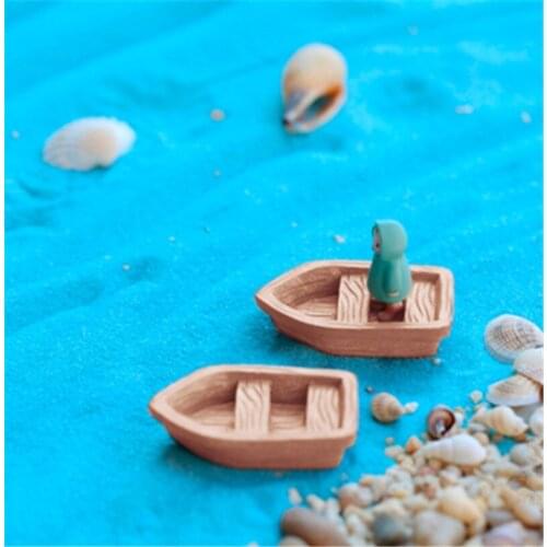 1Pcs/lot DIY Retro Resin Wood Boat Model Figure Toys For Kids Micro Garden Decoration Ornaments