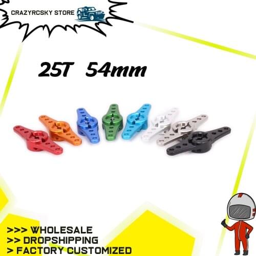 1PC RCAWD Alloy Full Servo Arm 25T 54mm Long For Rc Hobby Model Car Airplane RC Parts Straight Servo Arm Airplane 25T Spline