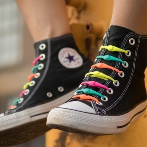 12pcs Silicone Shoelaces Round Elastic Shoe Laces No Tie Shoelace For Men Women All Sneakers Fit Strap Shoe Lace