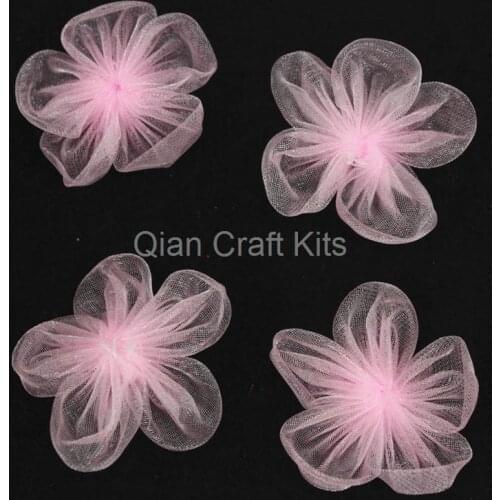 150pcs Organza Pink Flowers Great Wedding Decoration Flowers Wedding Favor ribbon flowers pink 45mm diy applique