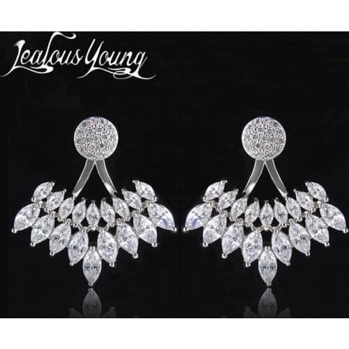 2017 Fashion Marquise Cubic Zirconia Stud Earrings with White Gold Color Leaf Studs Ear For Women Party brincos AE381