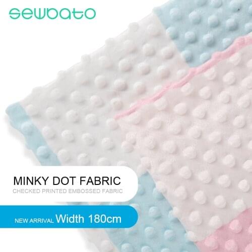 2021 New Style 180cm Width Printed Plaid Embossed Fabric 100% Polyester Dyed Minky Dot Fabric For Baby Blanket Material