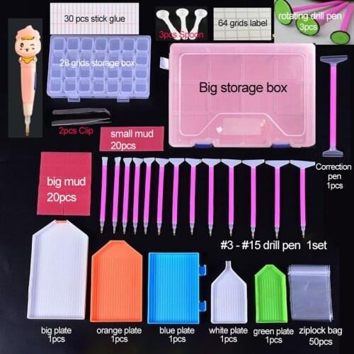 215pcs/lot 5D Diamond Painting Cross Stitch Fixing Quick Tool DIY Crafts Supplies Embroidery Point Drill Pen Mosaic Glue Pen Kit