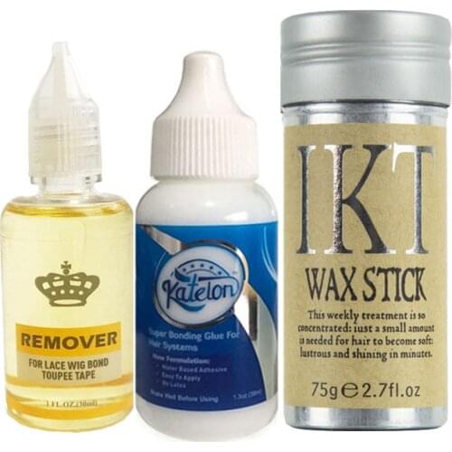 38ml Lace Wig Glue waterproof For Frontal Wig bonding Adhesive With 75g Hair Wax Stick Gel For Mens toupee/bobo wig adhesives