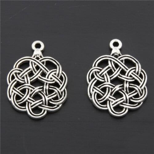 5pcs Zinc Alloy Silver Color Chinese Knot DIY Charms Pendants Fit Bracelet Necklace Jewelry Making A2731
