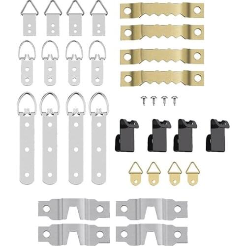 68 Pcs Picture Frame Hanging Hooks for Wall Mount, Photo Hangers Kit, D Ring & Serrated Hooks with Screws