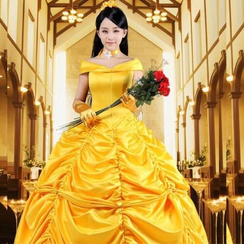 COSFANS Beauty and the Beast Fancy Dress Cosplay Costume princess belle adult women female Halloween Costumes fancy Costume Suit