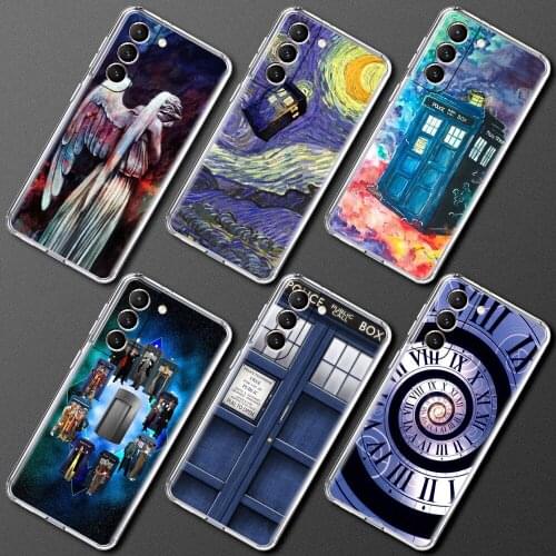 Case for Samsung Galaxy S20 FE S21 Ultra S10 Plus Phone Cover Note 20 10 Lite Transparent Back Coque Tardis Box Doctor Who TV