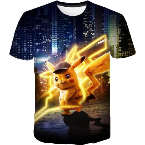 Baby T-shirt Movie 3D Pokechu Kids Clothes Japan Cartoon T-shirt Clothes Boys Clothes Anime Harajuku Fashion Streetwear