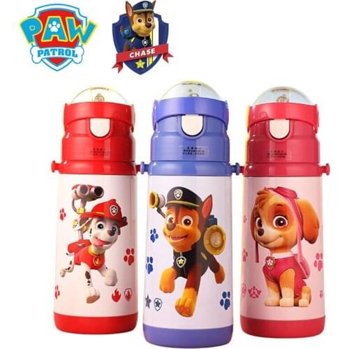 Paw Patrol Anime Childrens Thermos Mug Cup with Rope Straw Boy Girl Stainless Steel Lid Thermal Straight Cup Christmas Gifts