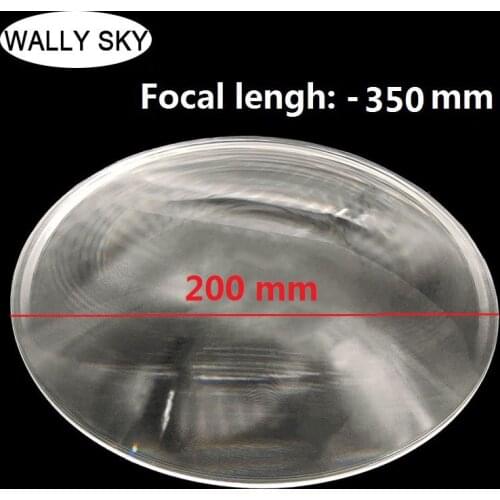 Diameter 200 mm Round LED Optical Lens Wide Field Fresnel Lens Focal Length -350 mm Threaded Acrylic Magnifier Concave Lens