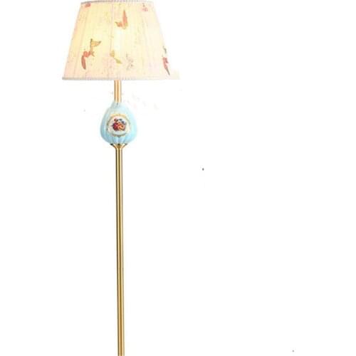 Elegant Blue American Style Ceramic Floor Lamp For Bed Room Bedside Living Room Foyer Study Reading Night Standing Lamp 190094