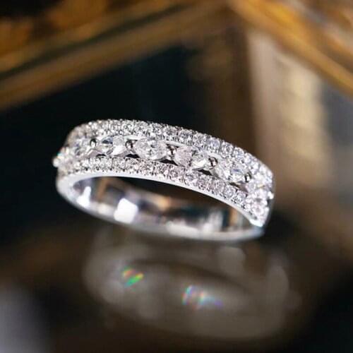 Rings For Women 2021 Cubic Zirconia Ring White Gold Bridal Wedding Engagement Trendy Jewelry Bijoux Femme Dropshippings