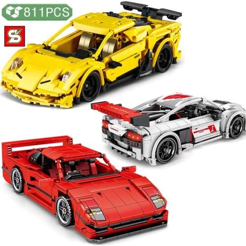 SY BLOCK Technical Speed Racing Pull Back Building Blocks Sports Car Model Bricks Educational Toys for Children Boys Gifts