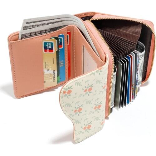 2021 New Women Trifold Short Wallet Female Luxury Designer Small Purse Girl Cute Flower Pattern Card Holder Coin Pocket Clutch