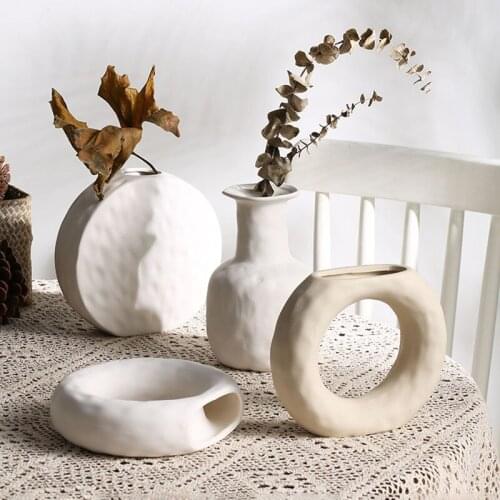 Nordic Creative Ceramic Vase Home Decoration Crafts Porcelain Flower Arrangement Ornament Living Room Study Room Decor Vases