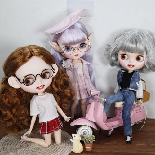 ICY DBS Blyth Doll with Ears Glasses Combination customized makeup with eyebrow clothes shoes including 1/6 bjd Azone S Neo