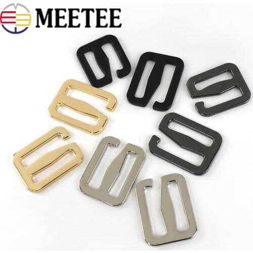 Meetee 10pcs 21/26mm Metal Tri-Glide Hook Adjust Buckles Bags Belt Strap Slider Hooks Clasp DIY Luggage Webbing 6-shaped Buckle