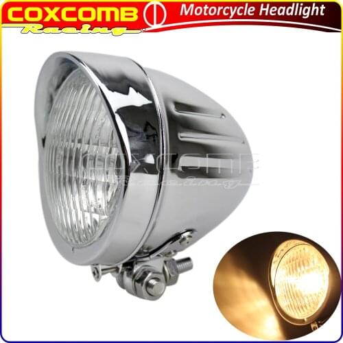 Motorcycle Chrome/Black H4 12V 60/55W Retro Headlight For Harley Softail Dyna Cruiser Chopper Front High Low Beam Head Light