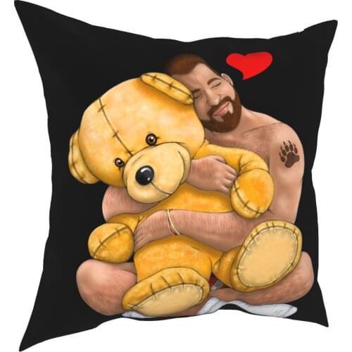 Bear Hug Pillowcase Home Decorative Gay Bear Art Pride Grrr LGBT Cushions Throw Pillow for Car Polyester Double-sided Printing
