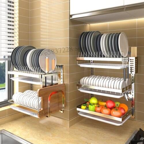 Stainless Steel Cupboard Rack, Drain Rack, Dish Rack, Wall Mounted Kitchen Cupboard Rack, Chopsticks Storage Box, Knife Rack