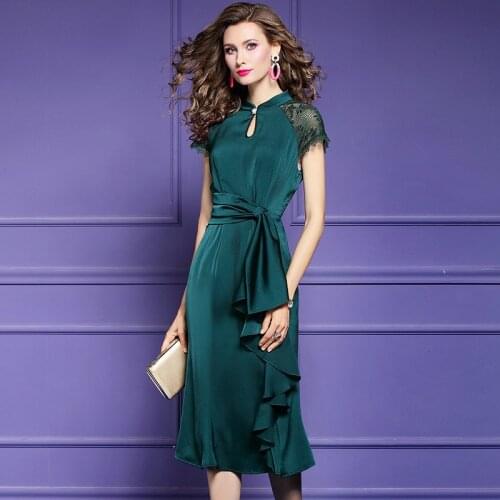 2020 New Summer Celebrities Dress Plus Code Women Office Soli Dress Womanliness Lace Retro Short Sleeves Reception Party Dresses