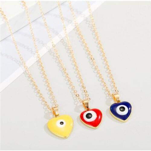 Cartoon Style Devil Eye Heart-shaped Pendant Necklace Creative Punk Gold Clavicle Chain For Men Women Fashion Party Accessories