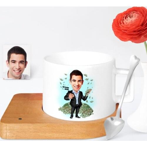 Personalized Multimillionaire Cartoon Wooden Altlıklı Ceramic Cup-1