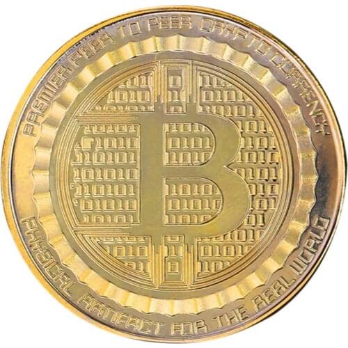 Gold Plated Bitcoin Coin BTC Coin Art Collection Souvenir New Year Gift