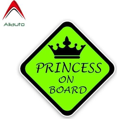 Aliauto Personality Warning Car Sticker Princess on Board Crown Accessories PVC Waterproof Sunscreen Decal,13cm*13cm