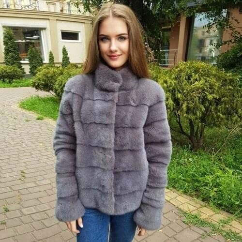 Chic Cropped Mink Fur Coats With Stand Collar 2021 New Fashion Real Fur Jacket Warm Overcoat Custom Size And Color