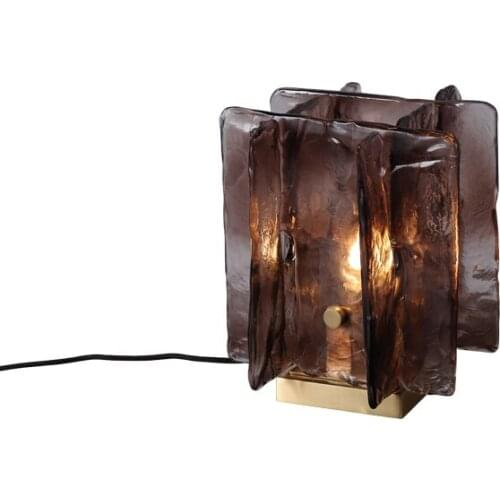 Modern light luxury art glass table lamp bedroom bedside lamp living room creative personality all copper table lamp
