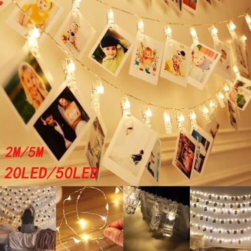 Led copper wire clip lamp string creative battery box copper wire lamp photo wall decorative clip lamp