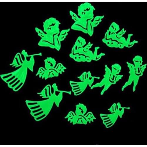 12PCS/Pack Angel DIY Ceiling Glow In The Dark Wall Stickers Baby Kids Bedroom Home Decor Luminous Fluorescent Decal