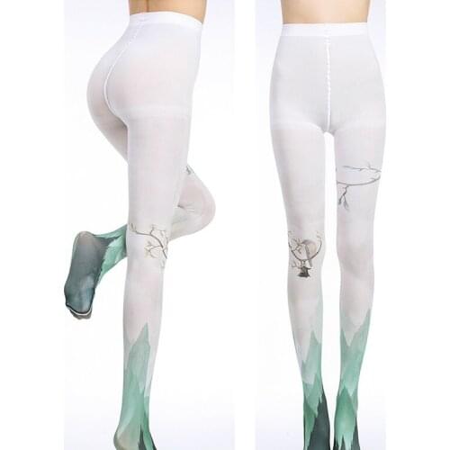 Unique stockings Japanese style bird pattern Tights High-quality black Silk stockings shaping leggin 1order=1pc