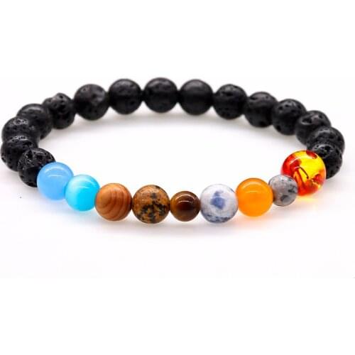 Universe Planet Fashion Quartz Bracelet For Men Natural Stone Lava Beads Bracelets Mix Beaded Bangles Gift For Women Lover