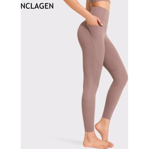 HGC Gym Leggings Women Sports Squat Proof Elastic Tight Workout High Waist Fitness Gym 2 Side Pocket Butt Lifting Yoga Pants