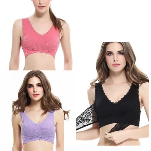 3XL Plus Size Sexy Lace Bralette Solid Cross Side Buckle Bra Brassiere Wireless Push Up Bras for Women Lingerie Sleep Underwear