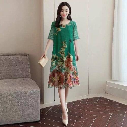 2020 Women Spring And Summer New Style is Thinner Boho Style Fetro Floral Print Chiffon Beach Dress Vestidos Plus Size 4XL WF98
