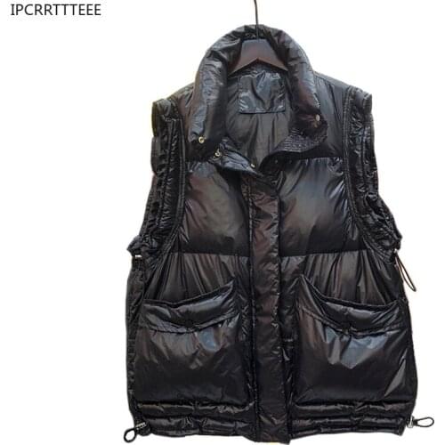 Winter Women Duck Down Vest Coat Ultralight Sleeveless Puffer Vest Jacket Fashion Stand Collar Windproof Duck Down Waistcoat