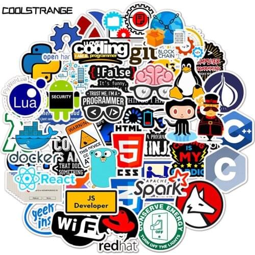 10/30/50Pcs Java Geek Programmer Php Hacker CSS C++ Stickers For Luggage Laptop Scrapbooking Stationery Diary Helmet Stickers