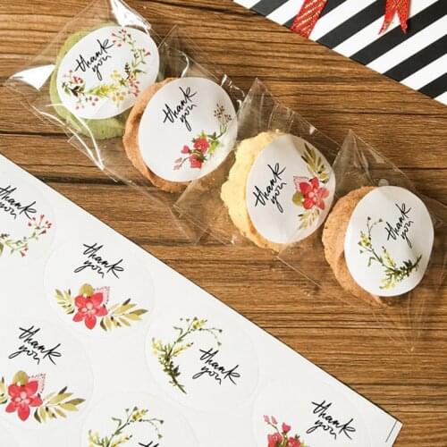 1200pcs/lot Flower with Thank You design gift packing Decoration thanks Stickers creative