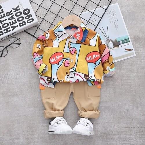 Autumn Spring Baby Boy Fashion Cartoon Clothing Kid Suits Full Printe Shirt Pants 2pcs/Set Children Clothes Set 1 2 3 4 5 Year