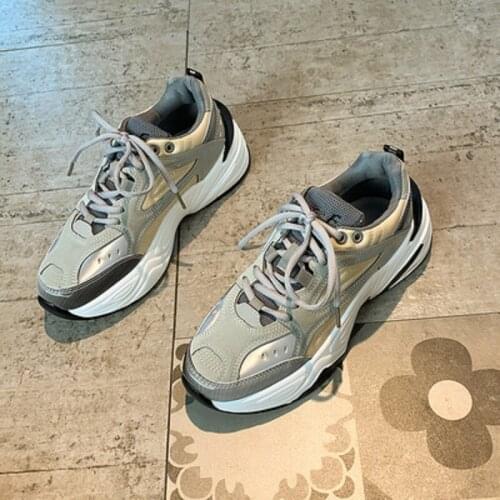 2021 spring and autumn new womens casual sports shoes Korean fashion mesh breathable thick bottom color matching shoes