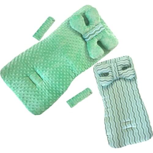 3 Pcs Baby Stroller Pad Flannel Stroller Accessories Warm Chair Cushion Yoya Seat Mat For Prams Kids Double-Sided Trolley Mat