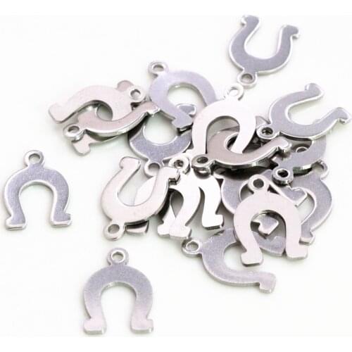 50pc/lot 14x9mm Horseshoe Charms 316 Stainless Steel Horse shoes Charms for necklace pendant charms Diy Jewelry Making-Q7-46