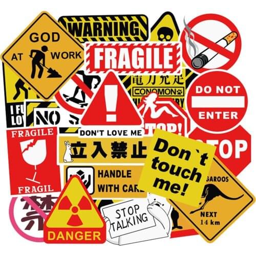 50Pcs Outdoor Travel Graffiti Sticker Non-repeating Warning Sign Graffiti Sticker Auto Motorcycle Body Stickers