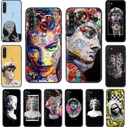 Medusa David Art Statue Phone case For Xiaomi Redmi Note S2 4 5 6 7 8 A S X Plus Pro black tpu bumper silicone coque luxury Etui