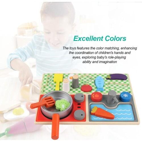 Wooden Kitchen Play House Toy Simulation Cooking Stove Puzzle Early Education Toy Childrens Birthday Gift